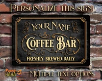 coffee bar vintagestyle aluminum sign personalized