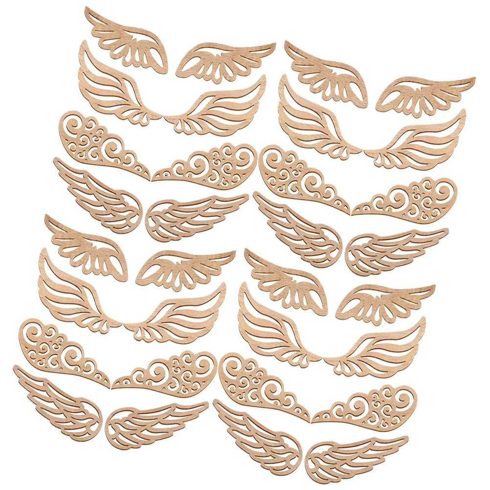 

Wood Wings Cutouts Angel Wing Shape Ornament Embellishment DIY Tags Angel Wings Natural Wood Chip Perforated Patch