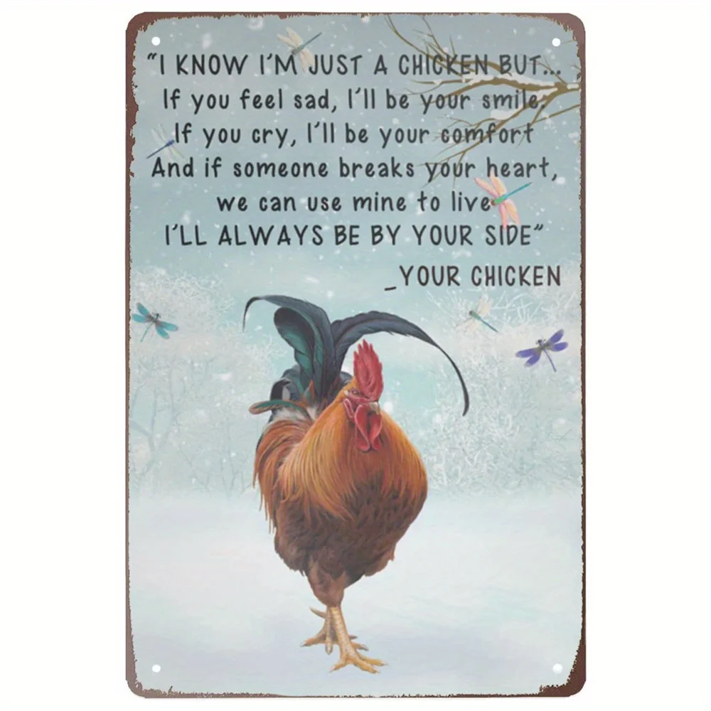 

Chic Metal Tin Sign Vintage Painting for Chicken Coop Metal Tin Sign Guess What Ranch Retro Poster Garage Kitchen Wall Plaque