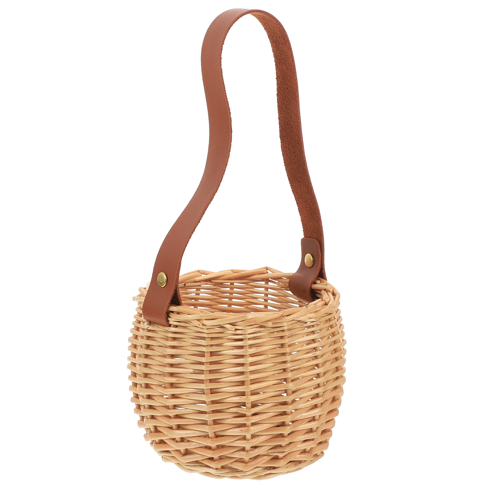 

Basket Flower Woven Home Rustic Small Picnic Wedding Girls Simple Storage Children Handheld Rattan Pedal Decorative