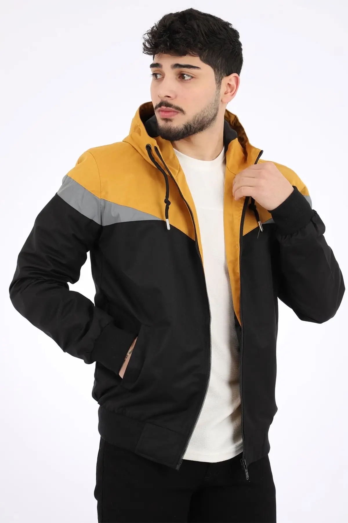 Bill Ucgen Parcali Hooded Seasonal Coat 1220