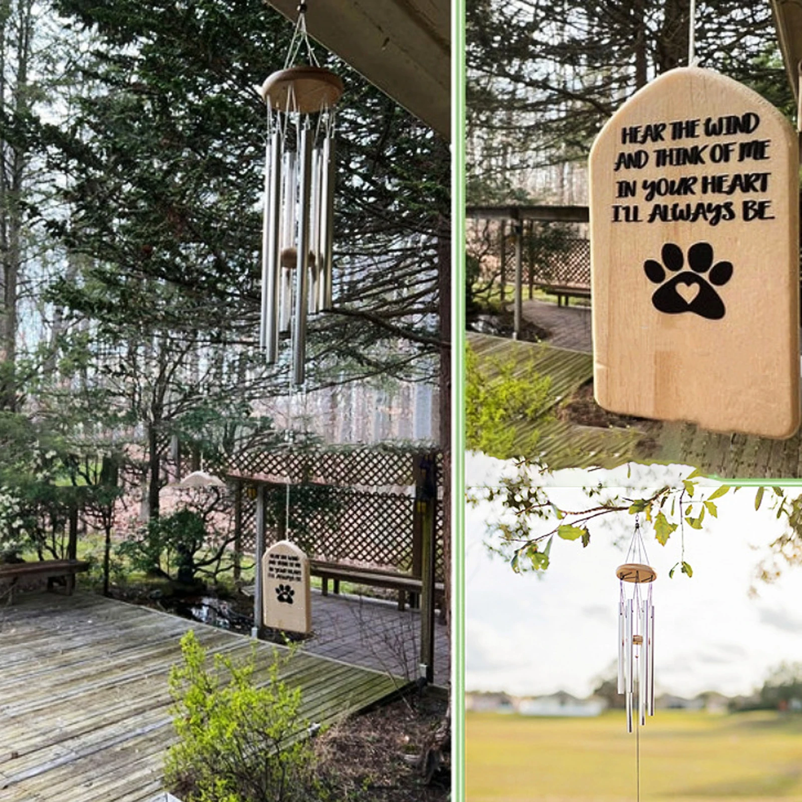 Мемориальные ветряные колокольчики для домашних животных Деревянные уличные