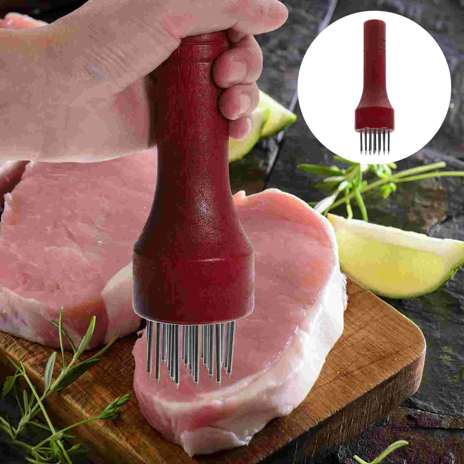 

Meat Tenderizer Tool Stainless Steel Meat Mallet Tenderizer with Wood Handle