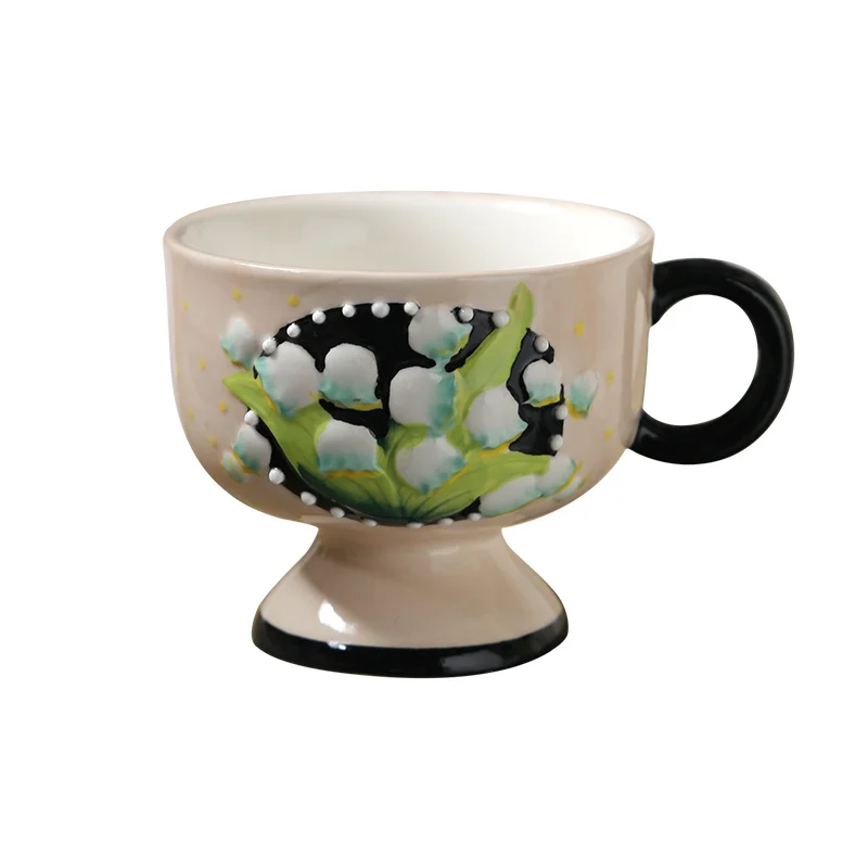 

Hand Painted Lily Ceramic High-End Coffee Cup Good-looking Creative Afternoon Tea Scented Tea Cup