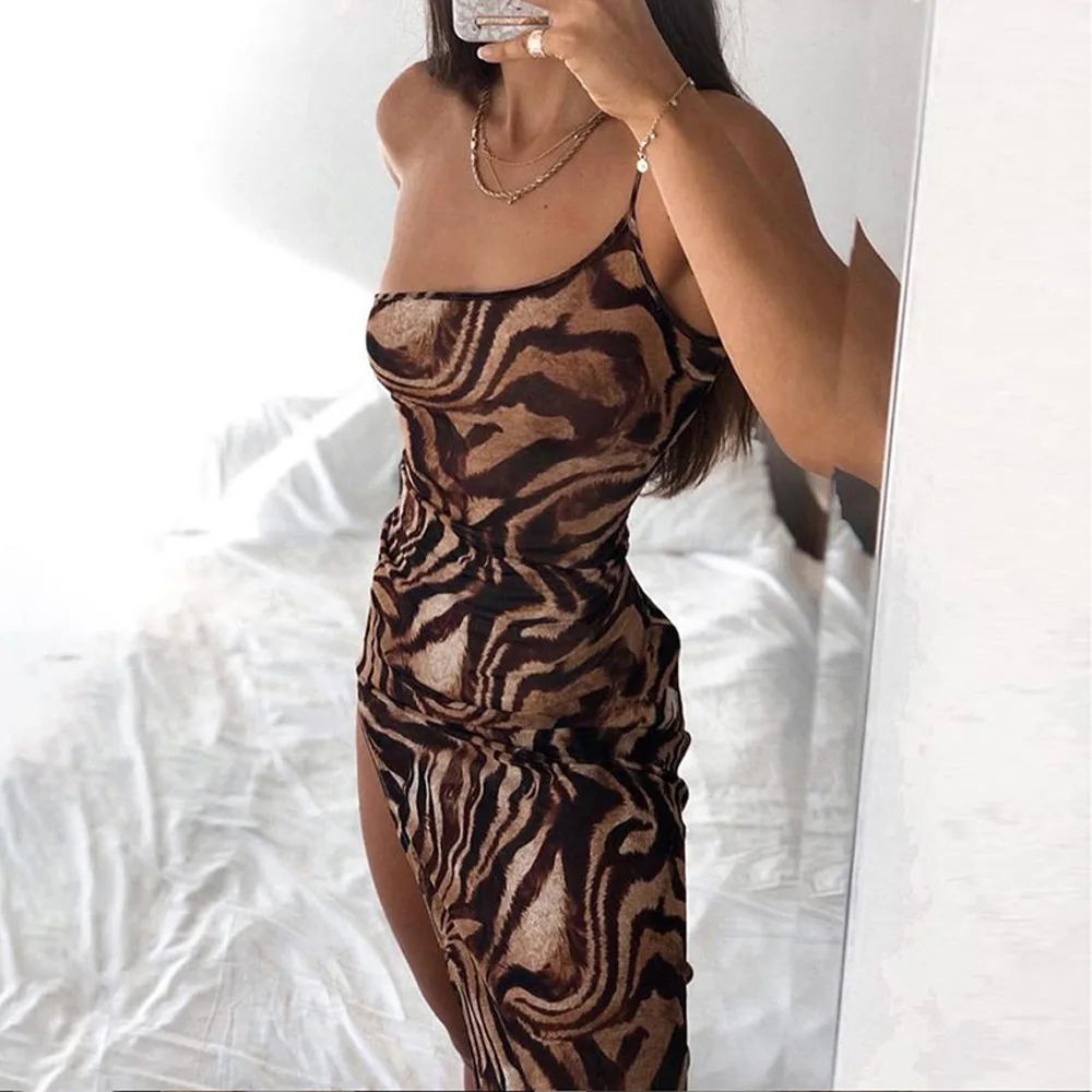 

Summer Dress Women Fashion One-Shoulder Sling Bodycon Robe Sleeveless Sundress Sexy Long Woman's Party Dress 2022 Clubwear