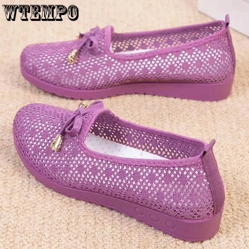 WTEMPO Summer Soft Sole Shoes Women's New Breathable Mesh Hollow Out Cool Shoes Shallow Mouth Non Slip Casual Shoes Wholesale