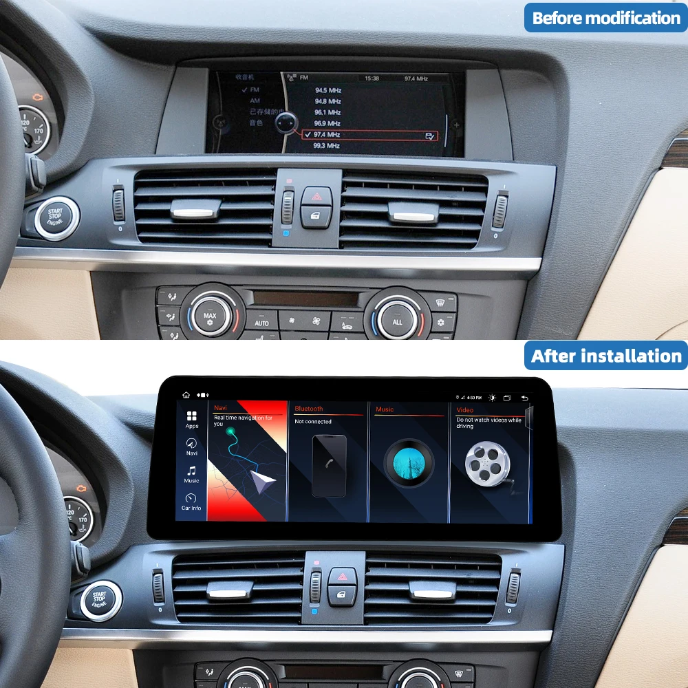 Фото Заводской 12,3-дюймовый сенсорный экран Android13 Автомобильная навигация AUTO Carplay X3 F25 X4 F26 2011-2017 CIC NBT BT WIEI 4G Audio №3