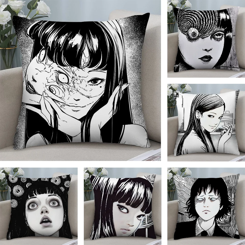 Фото J-Junji Ito Terror наволочка ужасов короткие плюшевые наволочки диван декоративный подарок домашний двусторонний чехол для подушки с принтом №1
