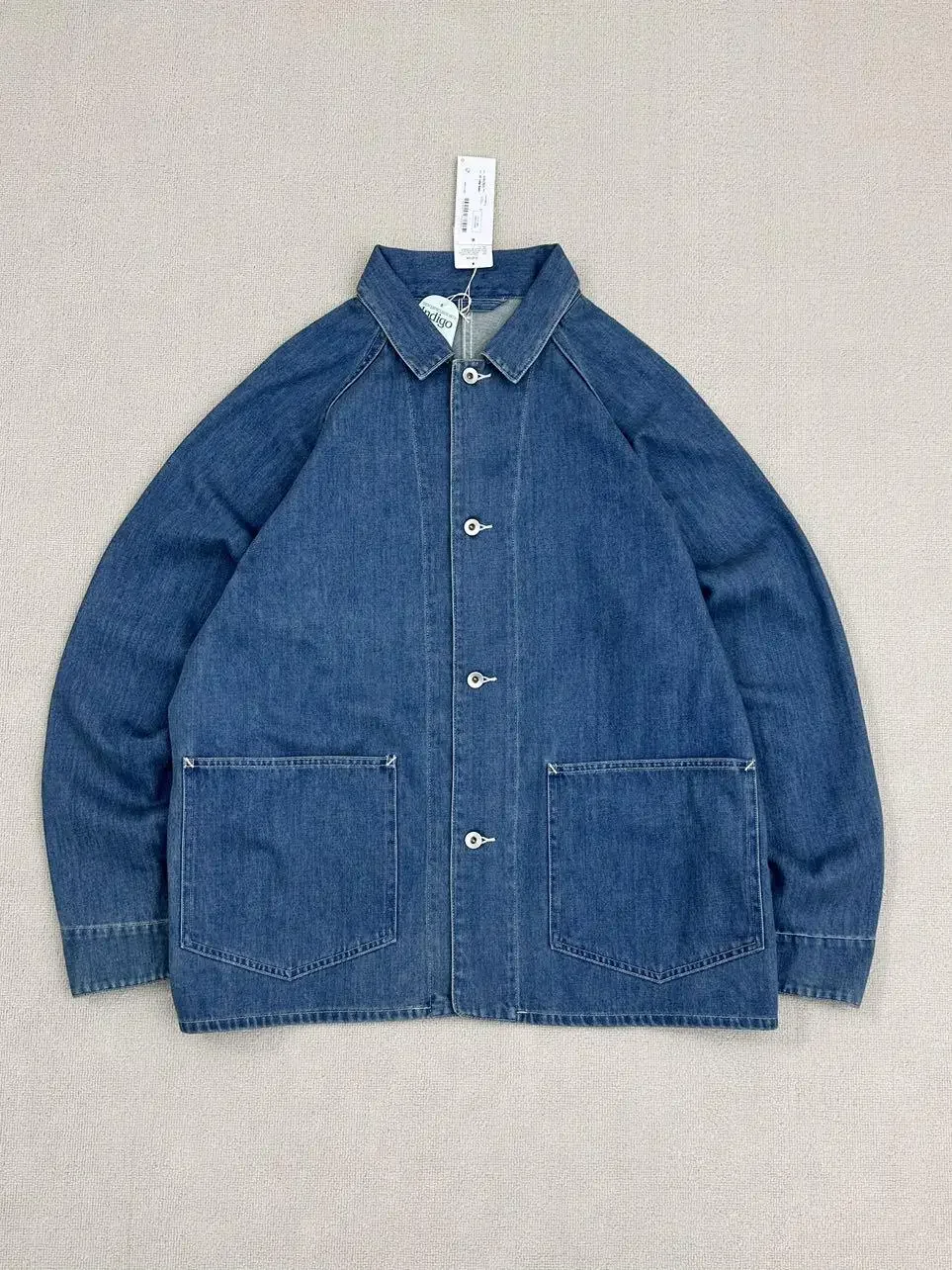 Фото NANAMICA 24SS Винтажная джинсовая куртка окрашенная в синий цвет №3