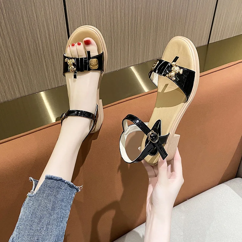 

Women Formal Fashion New Summer Thick Heel Non-slip Sandal Lady Versatile Open-toe Roman Sandal Lady