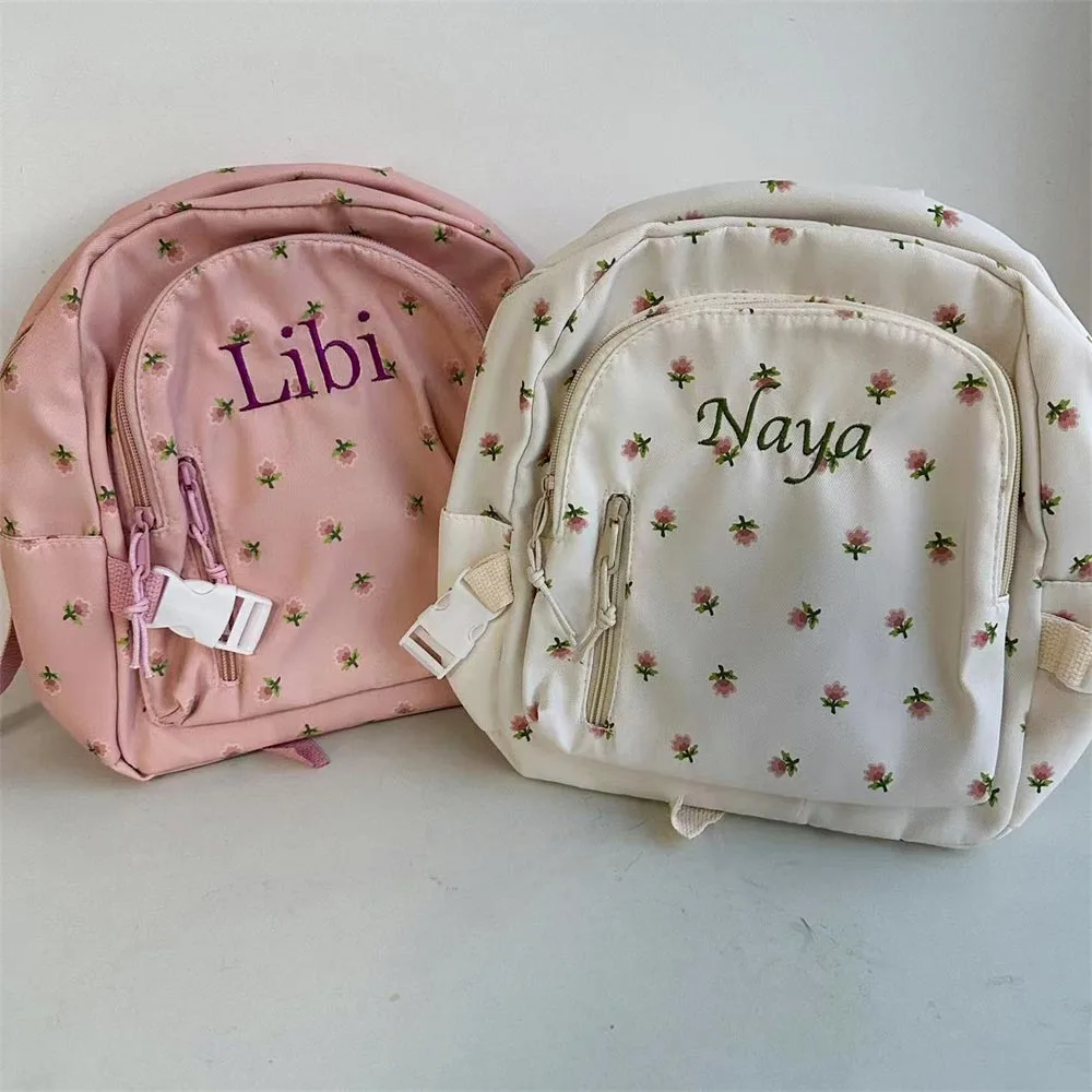 

Floral Girls Backpack Custom Name Student Schoolbag Personalized Name Small Backpack Ladies Birthday Gift Bag Outdoor Lovely Bag