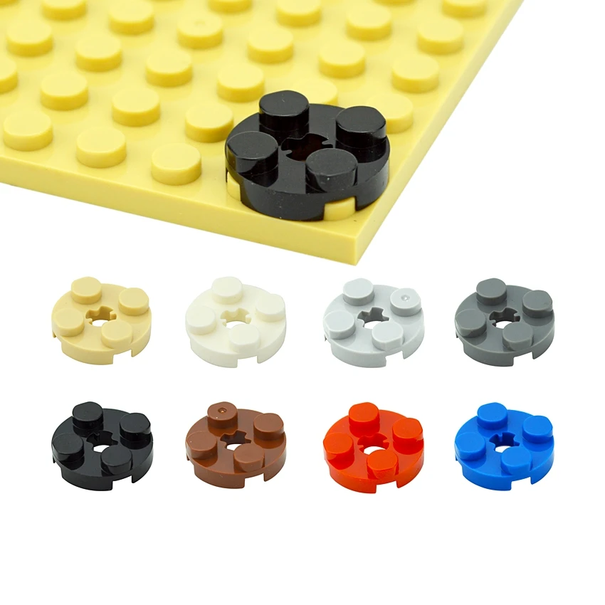 

100PCS Building Blocks DIY 2x2 Round Plate With Cross Shaft Hole Educational MOC Technical Bricks Parts Compatible With 4032