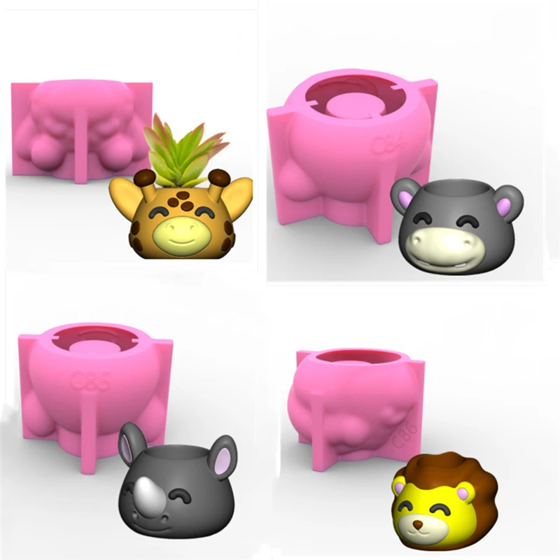 

Animal Succulent Flower Pot Silicone Mold Scented Molds For Gypsum and Concrete Stone Ornaments Homemade Ashtray Make Handicraft