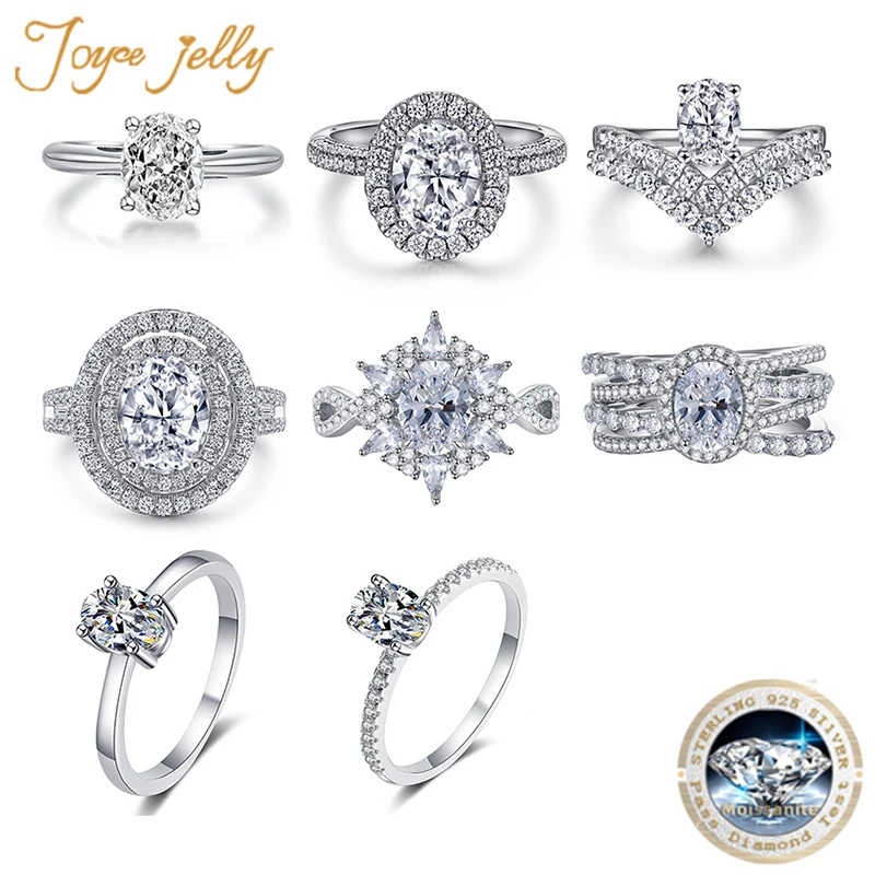 

Joycejelly Trendy 1-2ct Oval Cut Real Moissanite Rings With GRA Certificate Women's Sterling Silver 925 Jewerly Wedding Ring