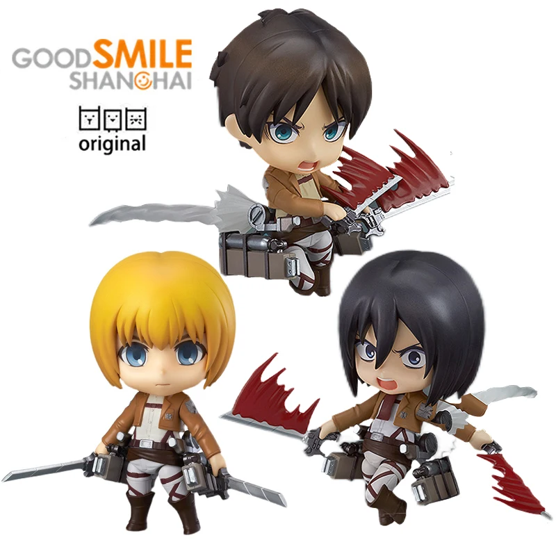 

Original Good Smile Nendoroid Eren Jaeger Mikasa Ackerman Armin Arlert GSC 375 365 435 Action Figure Collectible Model Anime Toy