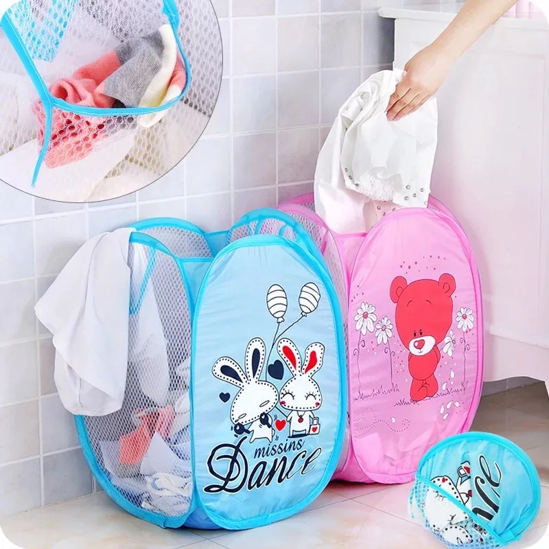 

Folding Laundry Basket Hamper Cartoon Pop Up Open Mesh Laundry Dirty Sorting Basket Kids Toys Sundrie Home Storage Box Organizer