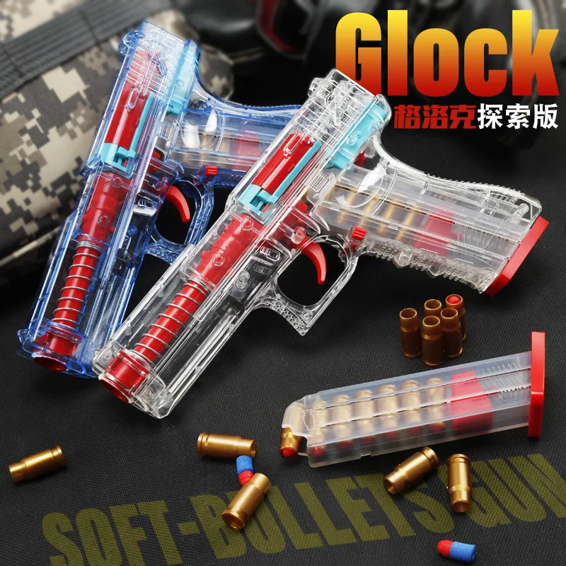 

Glock Shell Throwing Pistol Gun Toy EVA Soft Bullet Toy Gun Aiming Training Pistol airsoft for Boys Simulation CS Game Gun Model