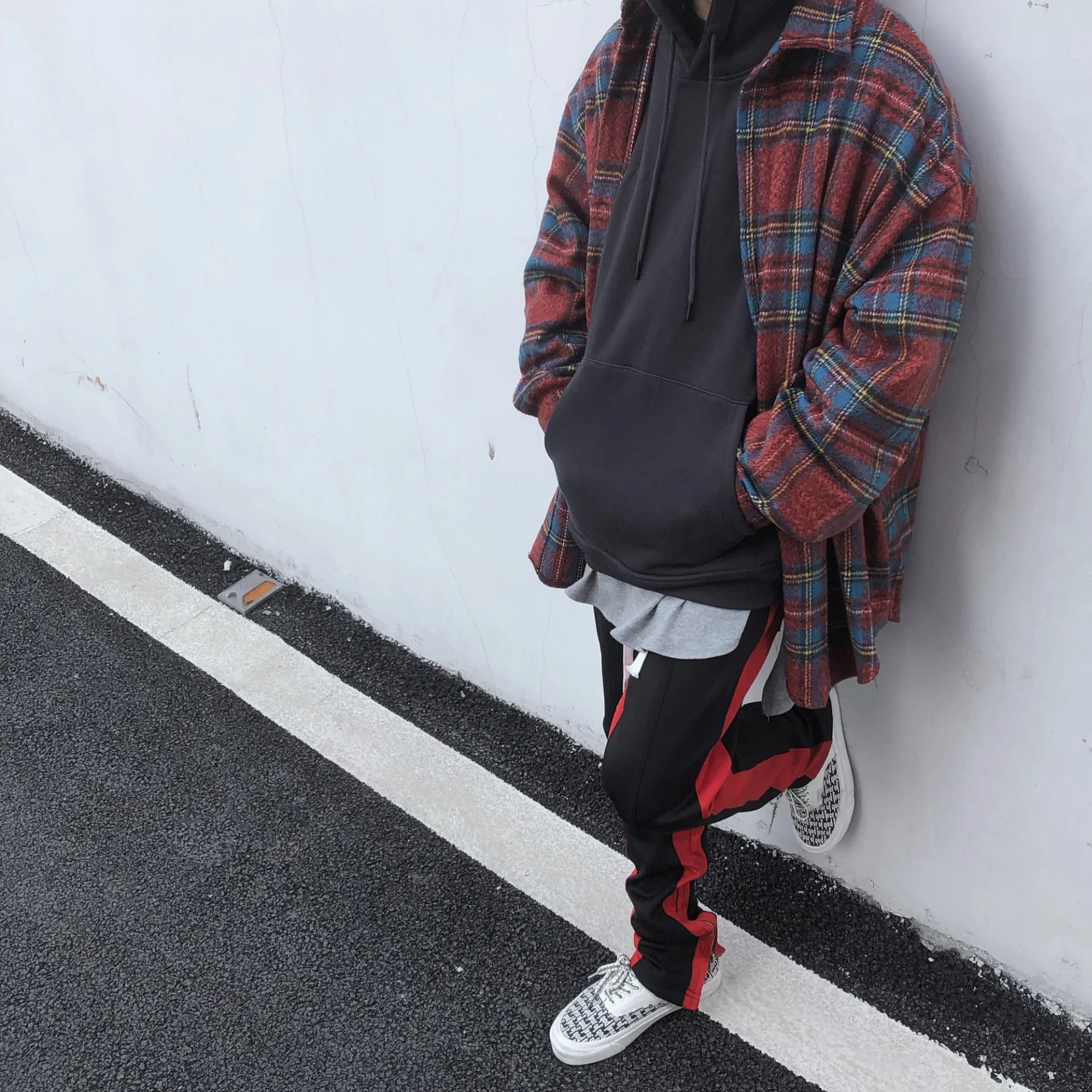 

Streetwear Plaid Shirt Justin Bieber Retro Tartan Woolen Jacket for Men Autumn and Winter Oversized Shirts Outwear Mens