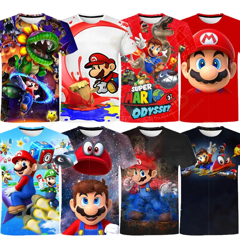 

Mario Bros Short Sleeve Essentials Men's T-Shirt Anime T-shirts Oversized Y2k Tops Mario Man T-Shirt Fashion New