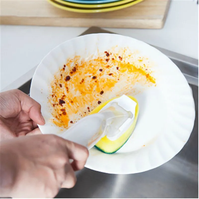 Convenient Handheld Cleaning Brushes Refillable Detergent Dishes Tableware Cooking Utensil Cleaner Dispenser Kitchen Accessories | Дом и сад