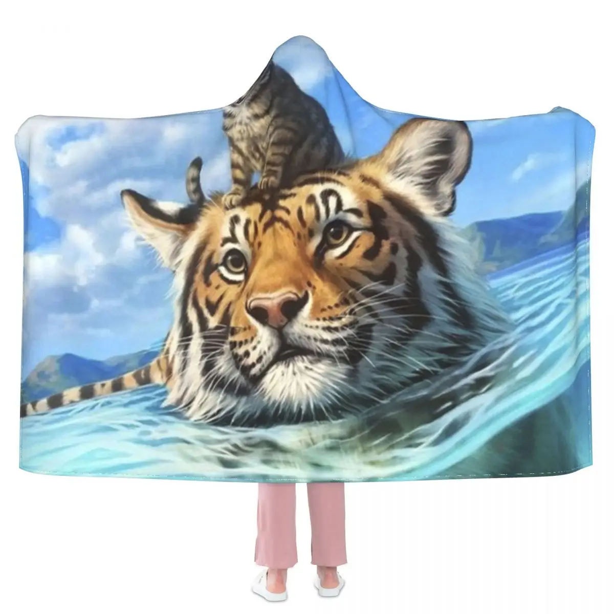 

Одеяло с капюшоном Tiger A Big Adventure, Флисовое одеяло с животным для сна, мягкое модное пушистое покрывало
