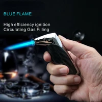 new double straight flush cigar lighter metal shell inflatable blue flame windproof lighters exquisite gift box mens gift
