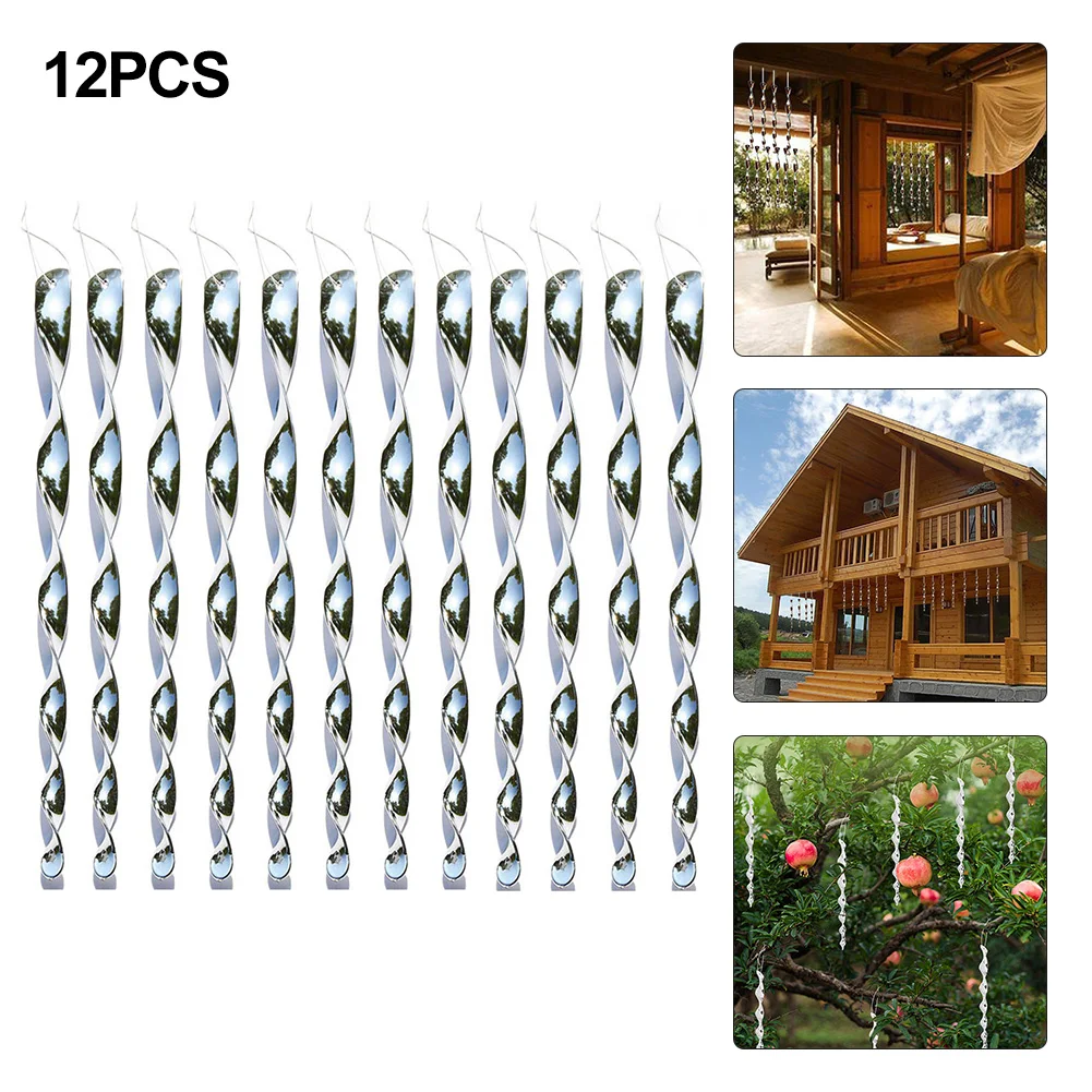 

Balcony Boat Bird Scare Rods Bird Repellent Rods 12 Pcs 40cm/ 15.7inch High Quality PVC Rubber Cord Silver Bird