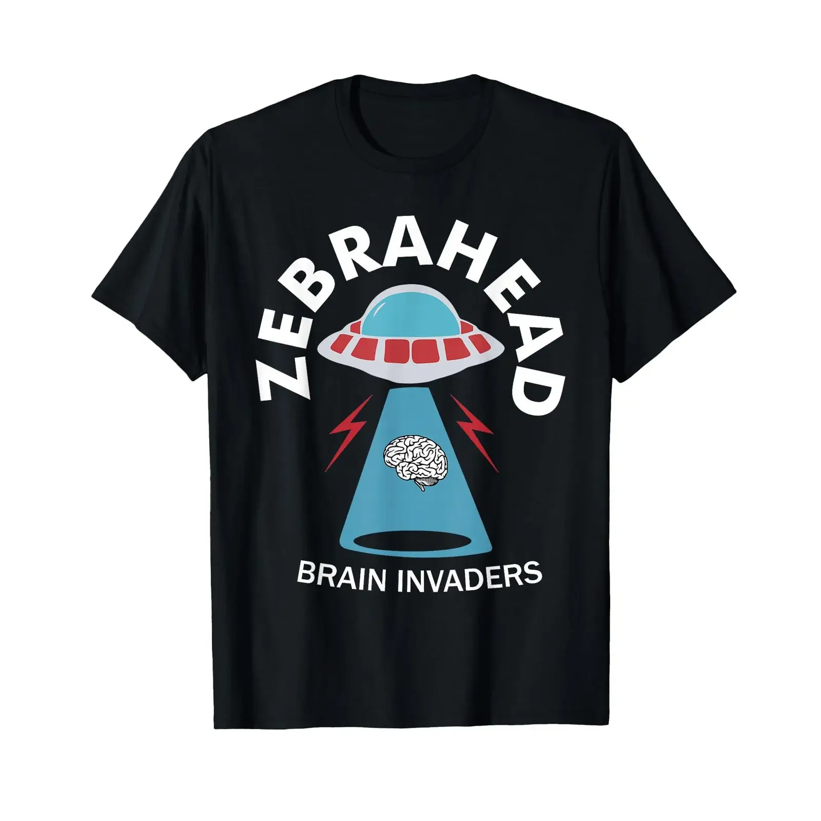 Фото Футболка с забавным дизайном Zebrahead Brain Invaders, винтажная, универсальная, удобная, мягкая, унисекс, дизайнерская одежда. №1