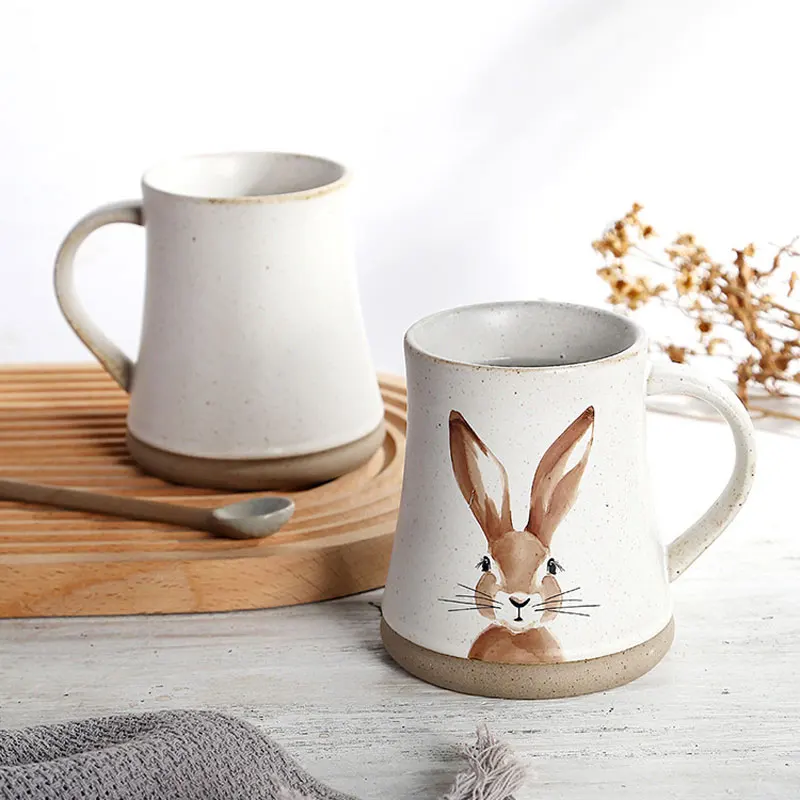 

Большая емкость в японском стиле Керамическая ручная роспись кролик чашка Милая мультяшная керамическая чашка с животными кофейный молочный чай вода элегантный подарок