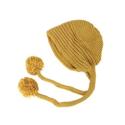 Winter Women Cute  Beanie Winter Warm Handmade Knit Hat Girl Outdoor Yellow