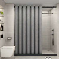 K-Water Hooklees Grey Shower Curtain Luxury Thickened Solid Color Bath Curtains Linen Waterproof Bathroom Bathtub Fabric Set