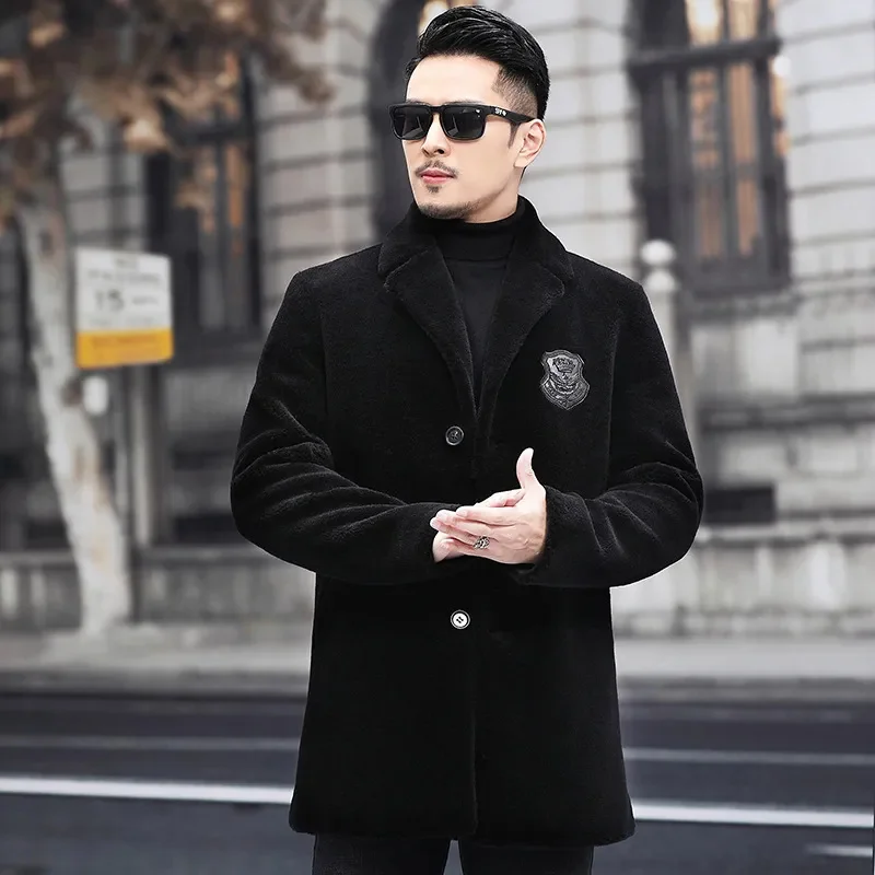 

Coat Men's Mid-Length Suit Haining Double Face Wool Leather Genuine Grass Winter Fleece Thickened Tide