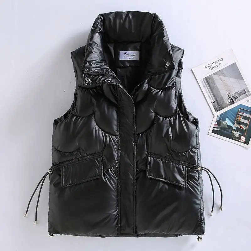

New 2023 Women Women Ultra Light Down Vests Slim Sleeveless Stand Collar Jacket Portable Fashionable Windproof Waistcoat T19