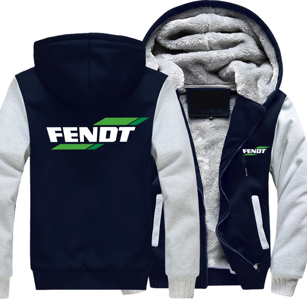 

New Winter Men Fendt Logo Hoodies Jacket Fashion High Quality Casual Wool Liner Fleece Sweatshirts Male Hoody Coat