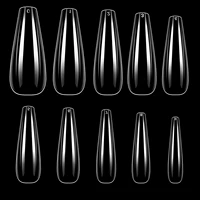makartt 500pcs long ballerina false nail tips coffin fake nails full cover acrylic clear natural nails for gel polish