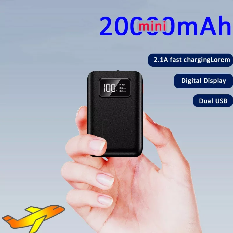 

2023New Mini Power Bank 20000mAh Portable Charger Cell phone Powerbank Quick Charge External Battery For Xiaomi Iphone Sansung P