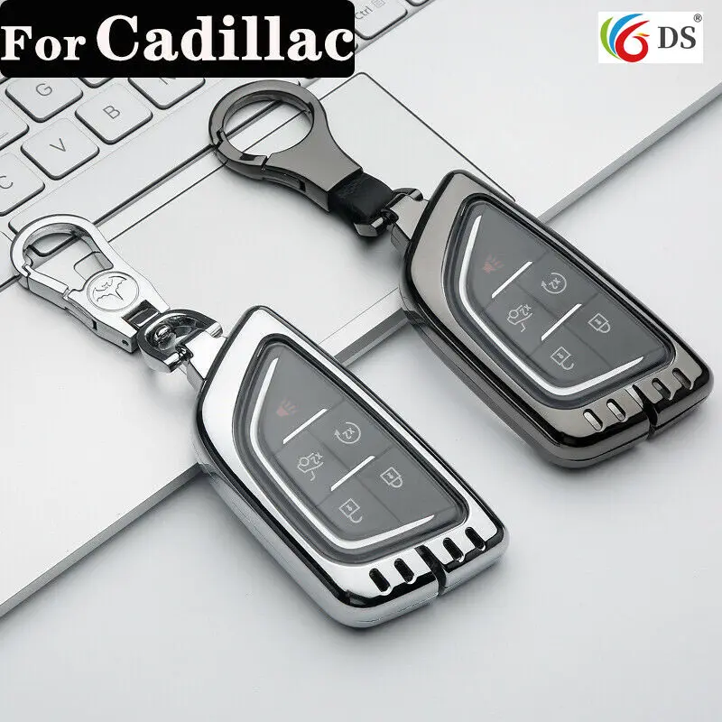 

Zinc Alloy+TPU Car Key Cover For Cadillac CT5 CT4 2020 5 Buttons Keychain Holder Keyless Remote Protector Car Accessory