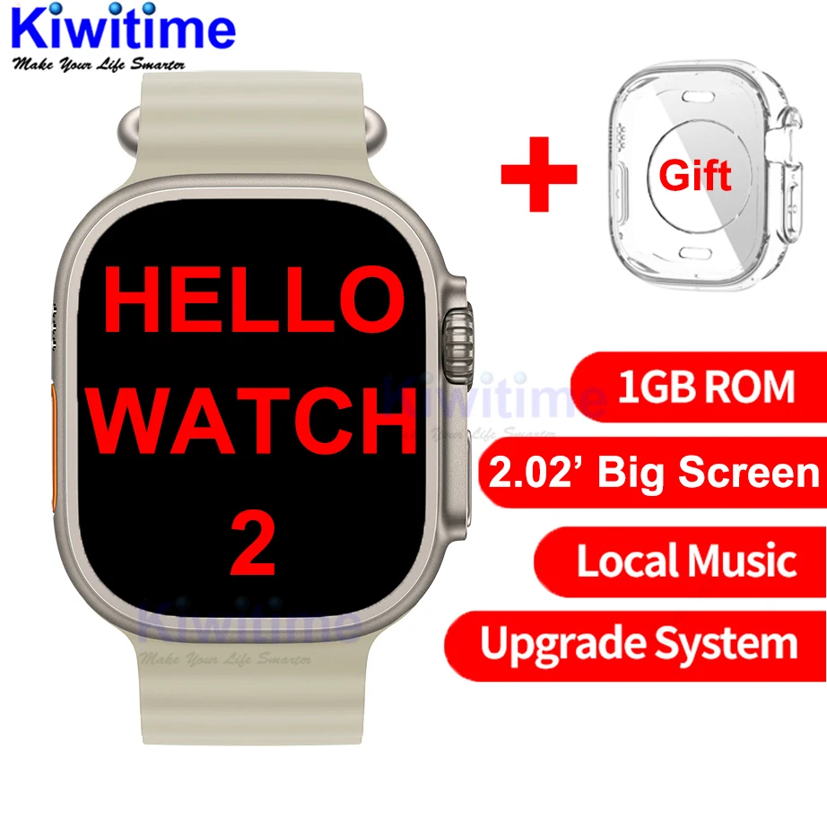 

Смарт-часы KIWITIME Hello Watch 2 2023 мужские, ультрасовременные Смарт-часы H11 с компасом 2,02 дюйма и ПЗУ 1 Гб, для Android