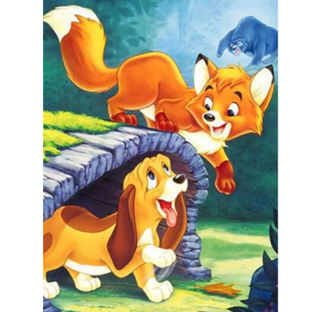 

Disney 5D Diamond Painting Fox and The Hound Full Square / Round Drill Cartoon Animal Lion Diamond Embroidery Home Decor