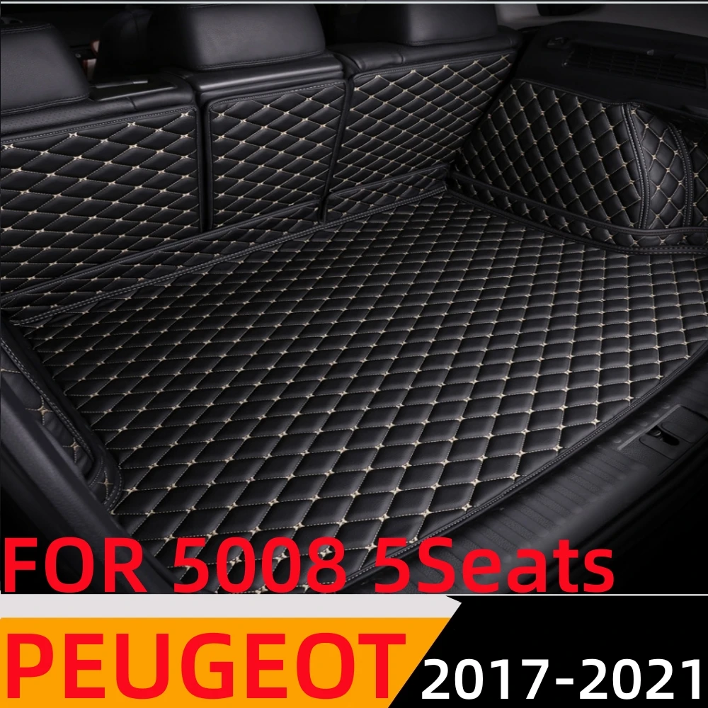

Sinjayer Waterproof Highly Covered Car Trunk Mat Tail Boot Pad Carpet Cover High Side Cargo Liner For Peugeot 5008 5Seats 17-21