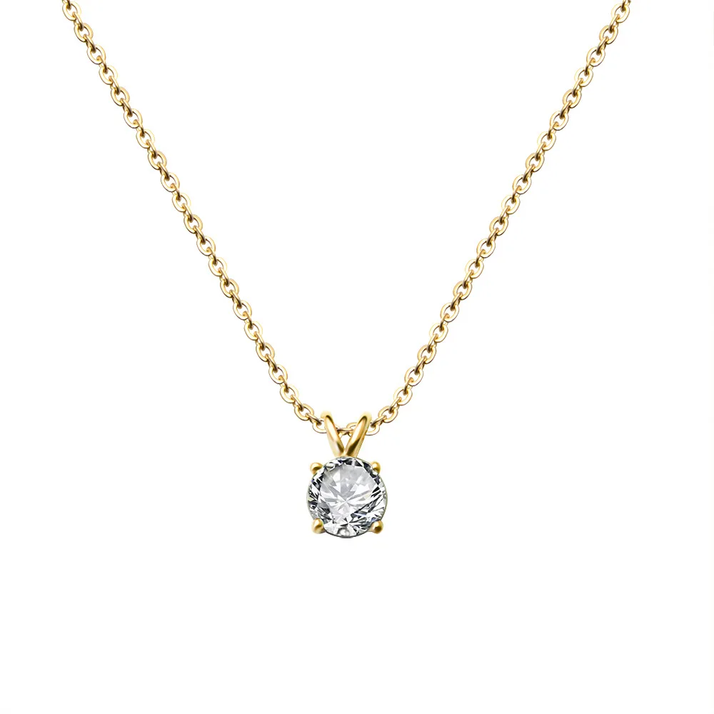 

Dasein ACC Fashion New 18k Gold Plated 316l Stainless Steel V shaped Water Drop 5a Zircon Clavicle Chain Necklace