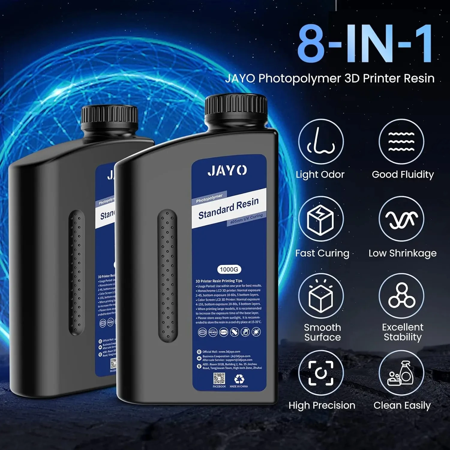 Смола JAYO 3D 5 кг StandardST PLUS для УФ-отверждения при 395-405 нм, жидкая фотополимерная смола для 3D-принтеров LCDDLP, материал со склада в Бразилии (art.: 3920d90243d4a) - 3920d90243d4a