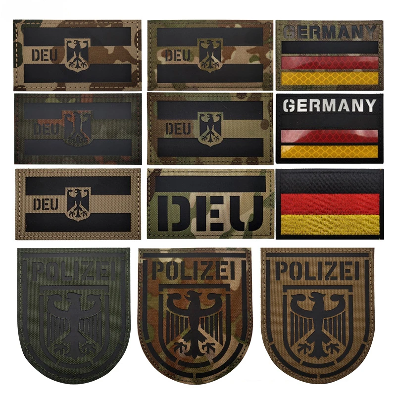 

Reflective IR Fabric German Flag Patch Camouflage Armband Morale Badge on Backpack Night Identification Badge Tactical Patch