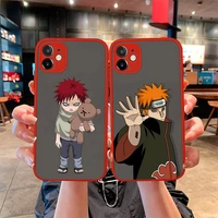 pain gaara naruto phone case for iphone 13 12 11 pro mini max xs x 8 7 plus se 2020 xr matte transparent light red cover