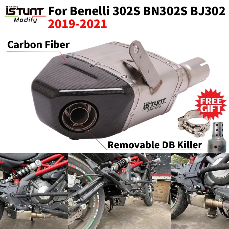 

Slip On For Benelli 302S Motorcycle Yoshimura Exhaust Escape Modify Link Pipe Muffler Carbon Fiber DB Killer stainless steel