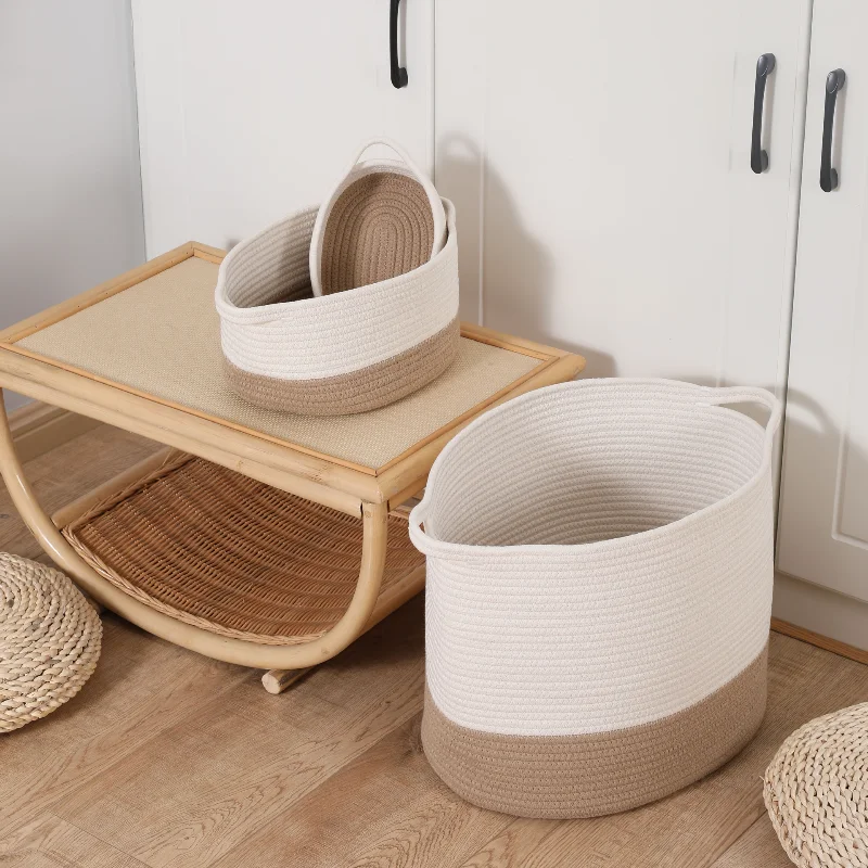 

Woven makeup Storage Basket home decor laundry organizer Nordic Rope Toys Snacks Sundries Large Capacity Dirty Clothes Bucket