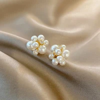 imitation pearl earring for women gold color round stud earrings christmas gift irregular design unusual earrings bijoux femme
