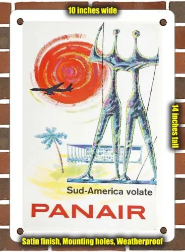 Металлический знак-1960 Южная Америка Volate Panair - 10x14 дюймов