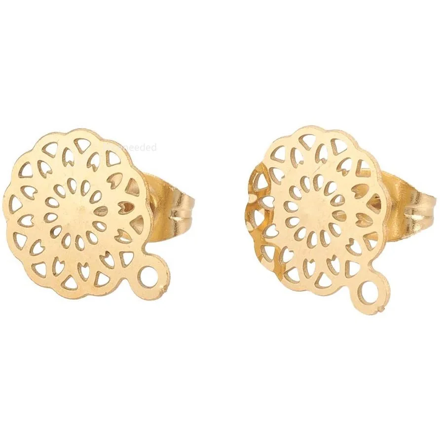 

100 шт., полые серьги-гвоздики из нержавеющей стали