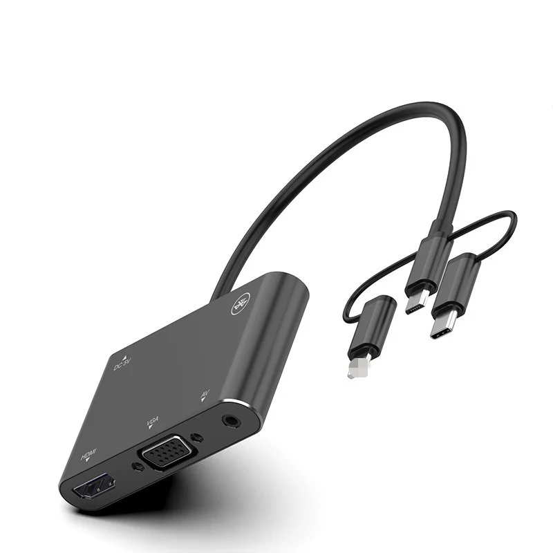 Адаптер VGA HDMI-совместимый с USB Type C/Micro для телевизионного проектора 4K монитора HD TV